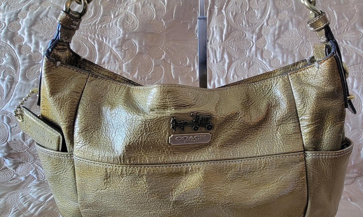 Coach: Madison Gold Patent Leather Chain Strap Shoulder Bag