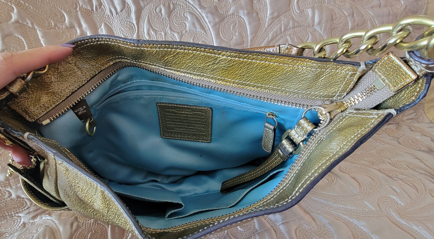 Coach: Madison Gold Patent Leather Chain Strap Shoulder Bag