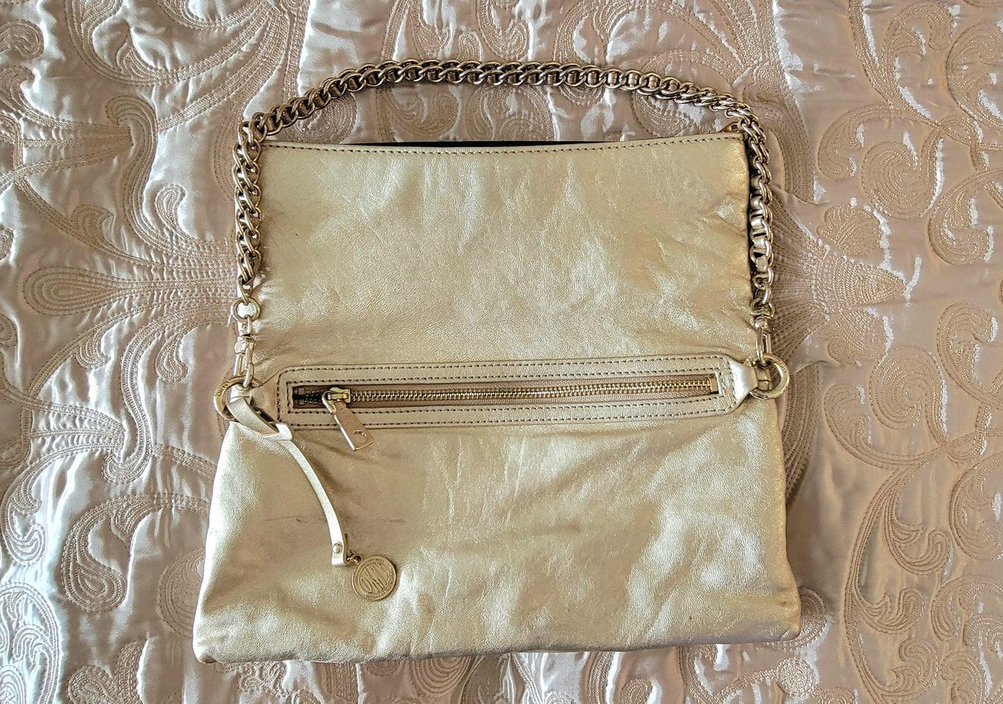 Donna Karan DKNY: Leather Gold Shoulder/Clutch Bag