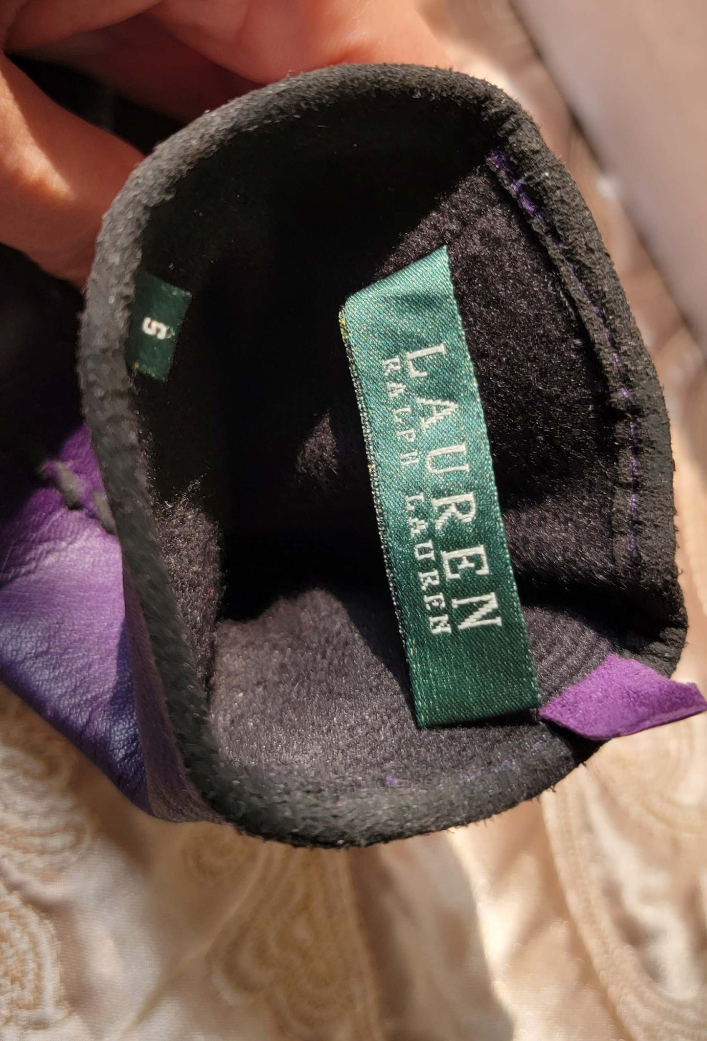 Ralph Lauren Purple Leather Gloves Size 5