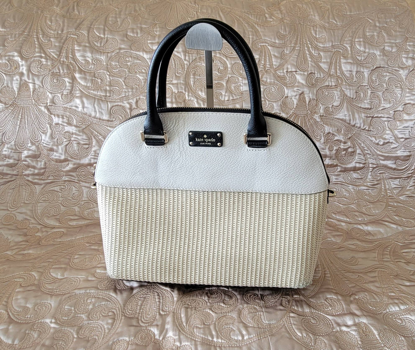 Kate Spade: Dome leather & wicker handbag