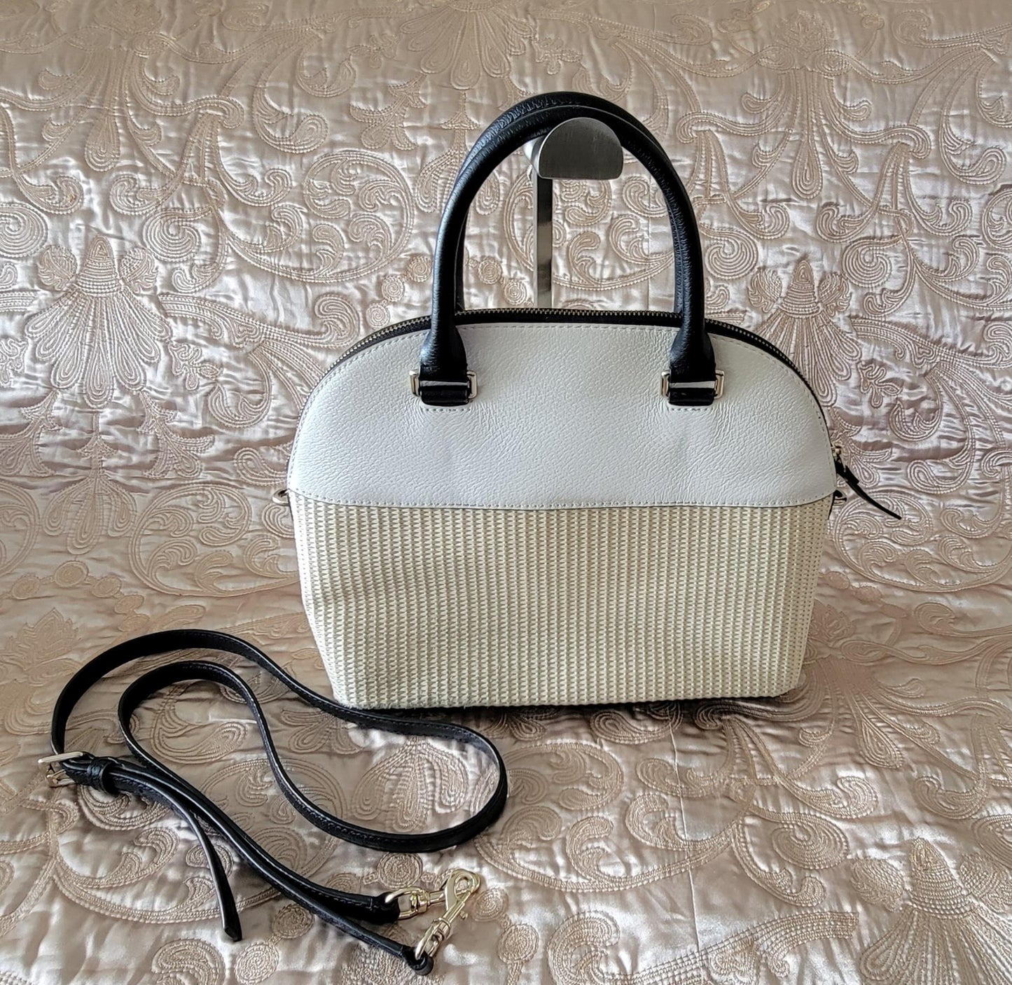 Kate Spade: Dome leather & wicker handbag