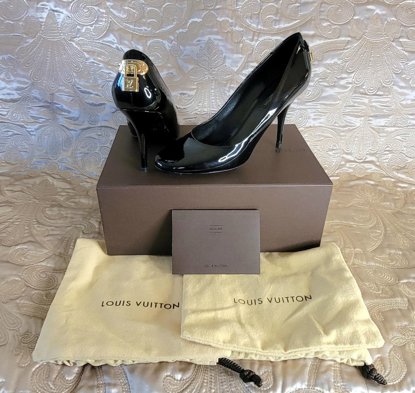 Louis Vuitton: Oh Really Heels Black Patent Leather Size 38 1/2 - "Like New"