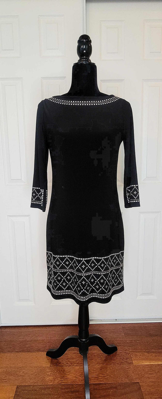 White House Black Market: 3/4 Sleeve Dress with Stud Detail XS - NEW WITH TAGS