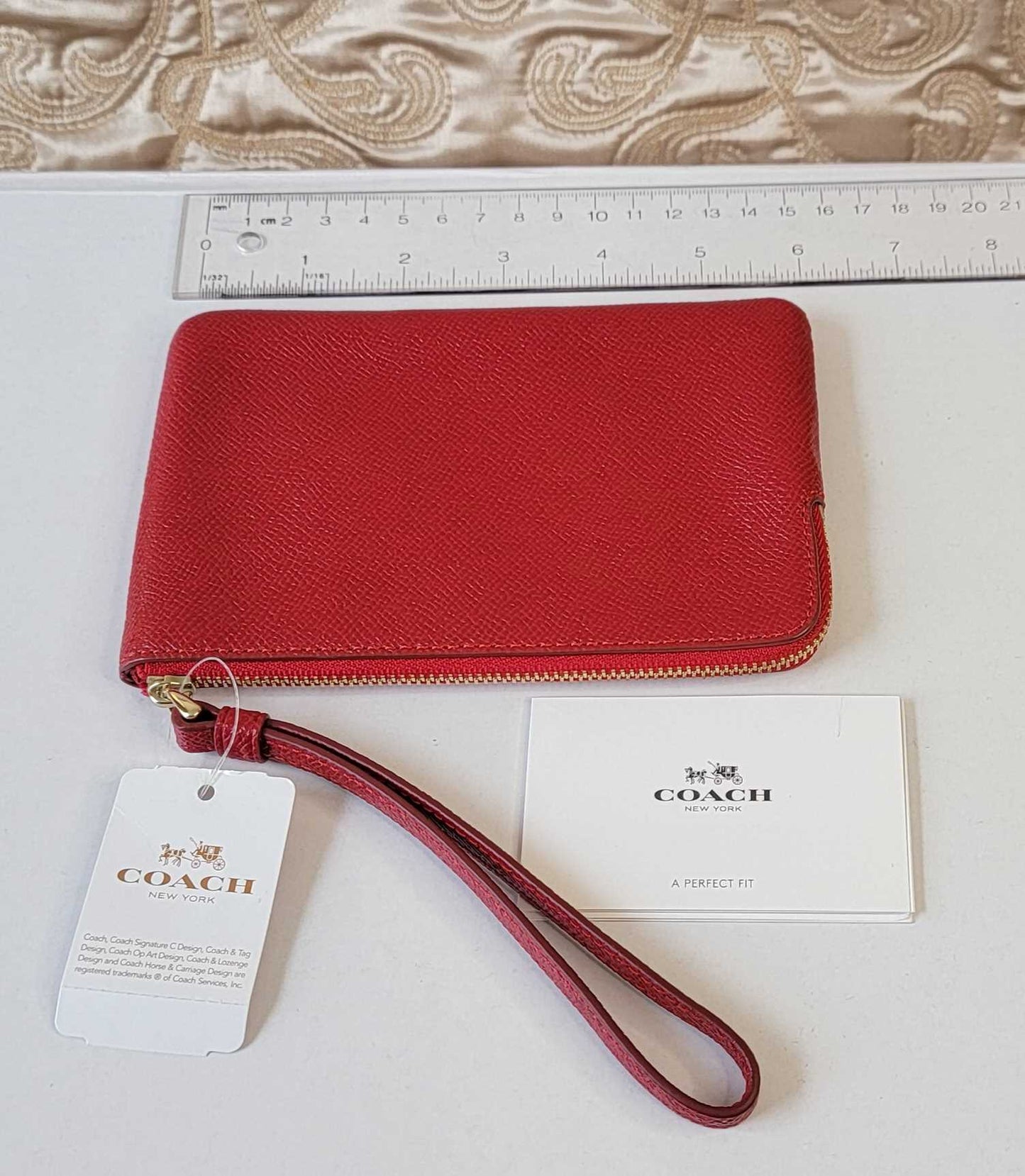 Coach: Red Leather Zip Wristlet NEW WITH TAGS