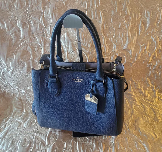 Kate Spade: Blue textured leather satchel