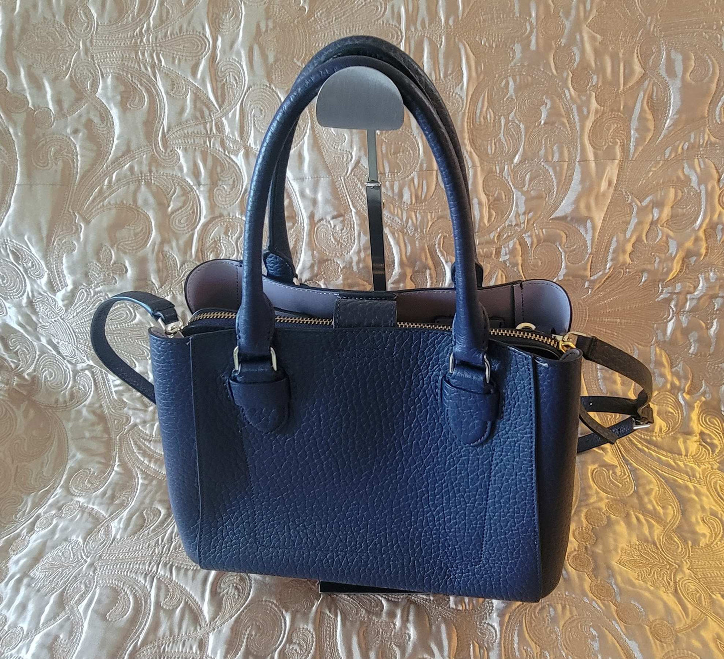 Kate Spade: Blue textured leather satchel