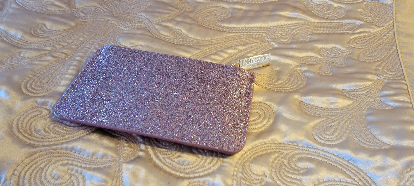 Jimmy Choo: Pink Glitter Coin Purse - NEW