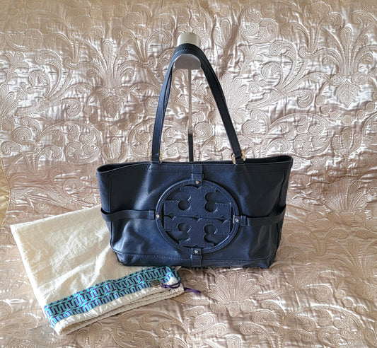 Tory Burch: Holly EW Tote Leather Navy Blue w/ Dust Bag