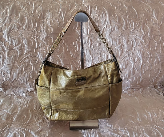 Coach: Madison Gold Patent Leather Chain Strap Shoulder Bag