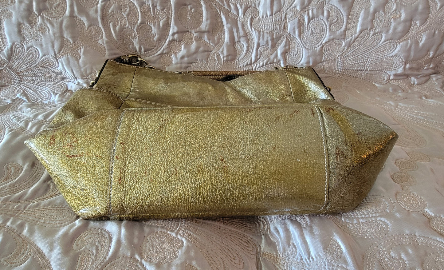 Coach: Madison Gold Patent Leather Chain Strap Shoulder Bag