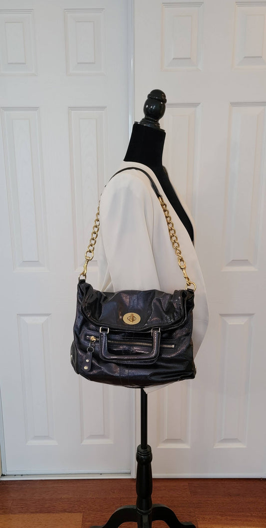 Coach: Leather Shoulder/Hand-bag with detachable gold chain strap