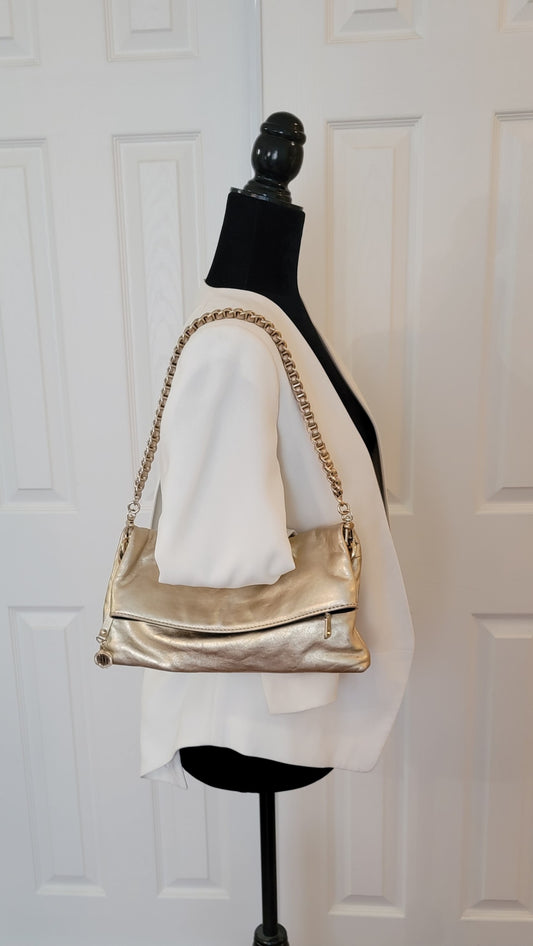 Donna Karan DKNY: Leather Gold Shoulder/Clutch Bag