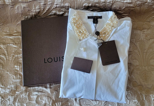 Louis Vuitton: Pearl Neck Women's Dress Shirt Size 40 - NEW with tags!