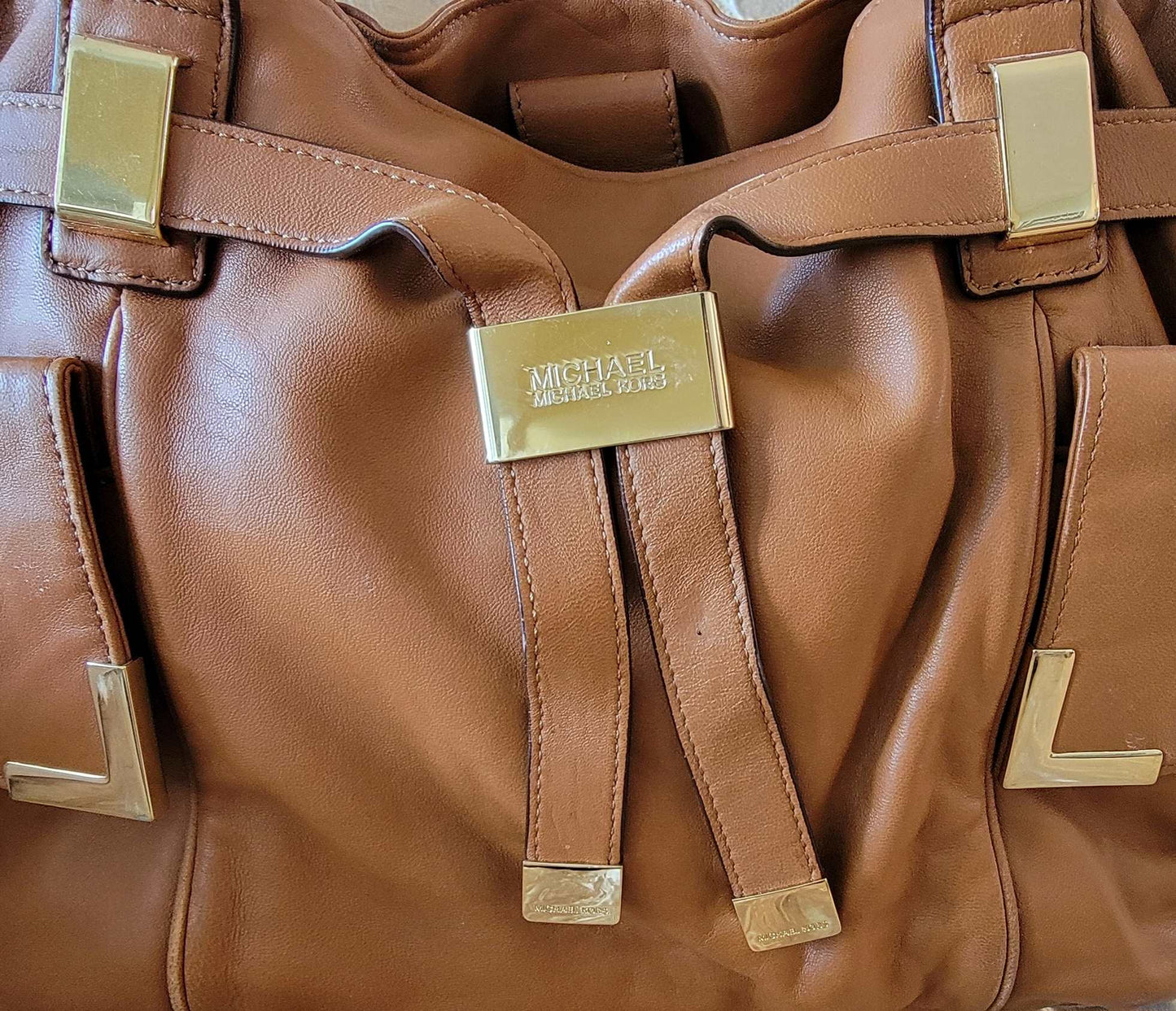 Michael Kors: Brown Tan Leather Handbag