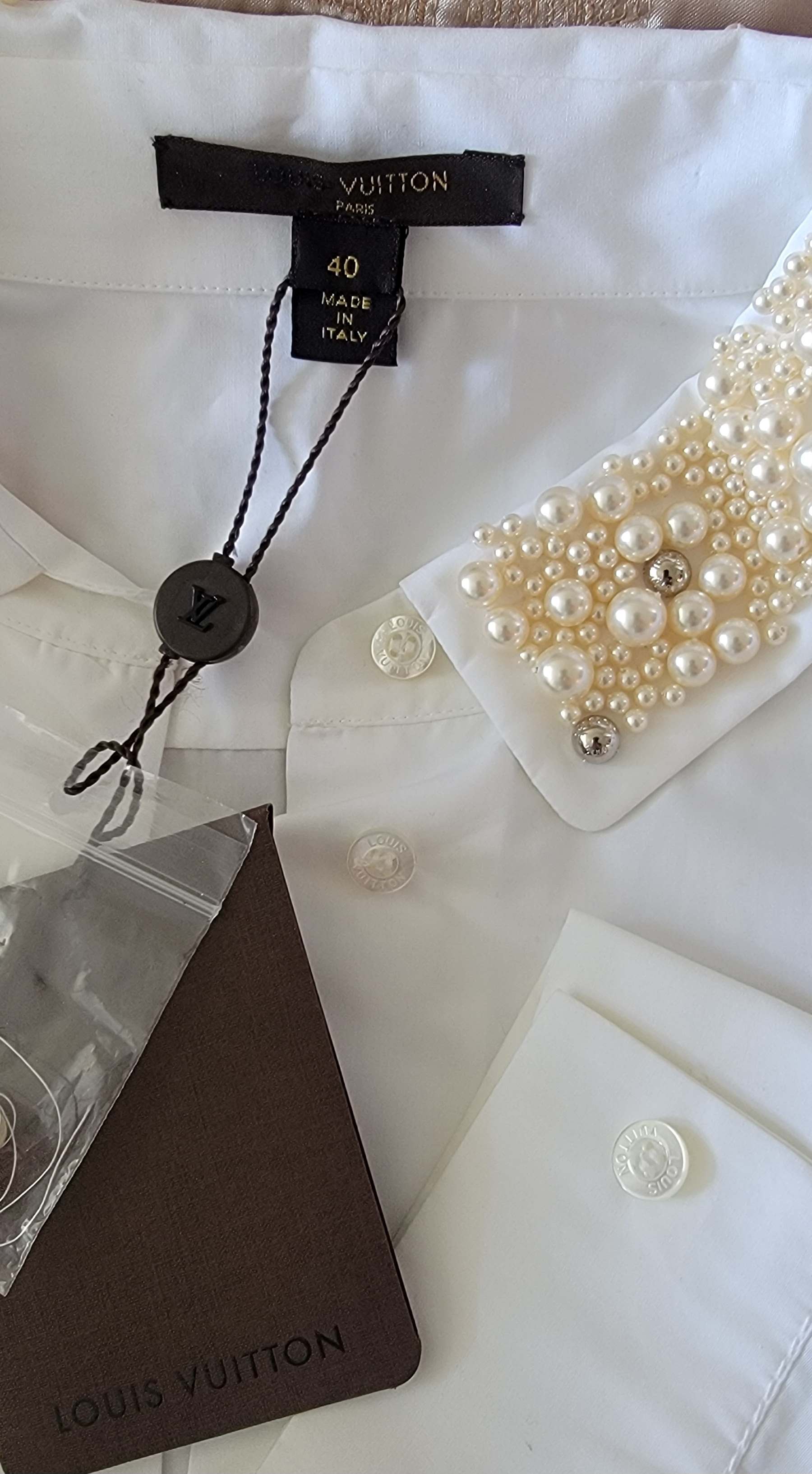 Louis Vuitton: Pearl Neck Women's Dress Shirt Size 40 - NEW