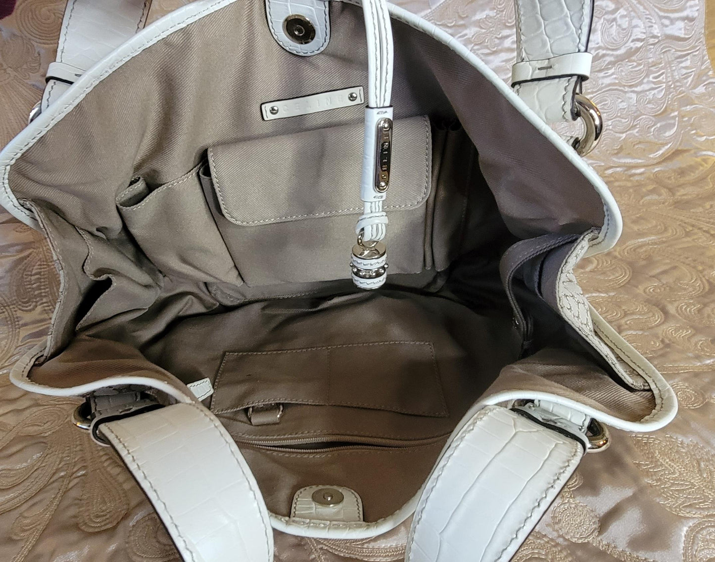 Celine: Bittersweet Canvas Handbag Beige