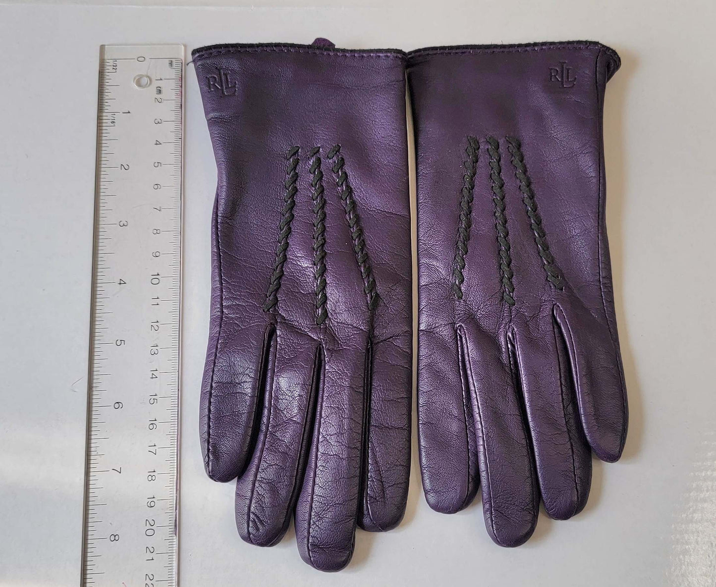 Ralph Lauren Purple Leather Gloves Size 5