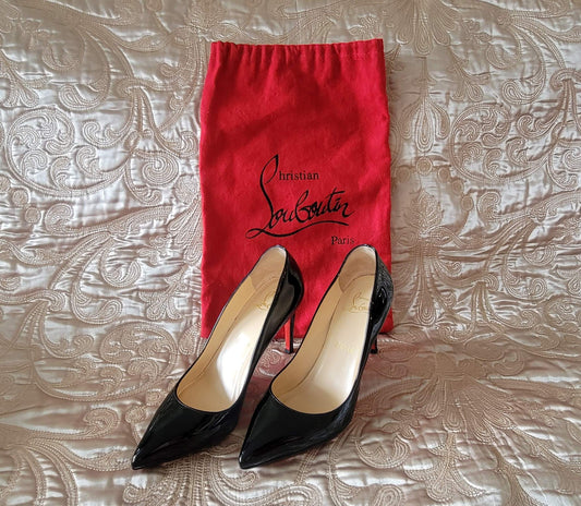 Christian Louboutin: Pigalle Black Patent Leather Size 36 1/2 - "Like New"