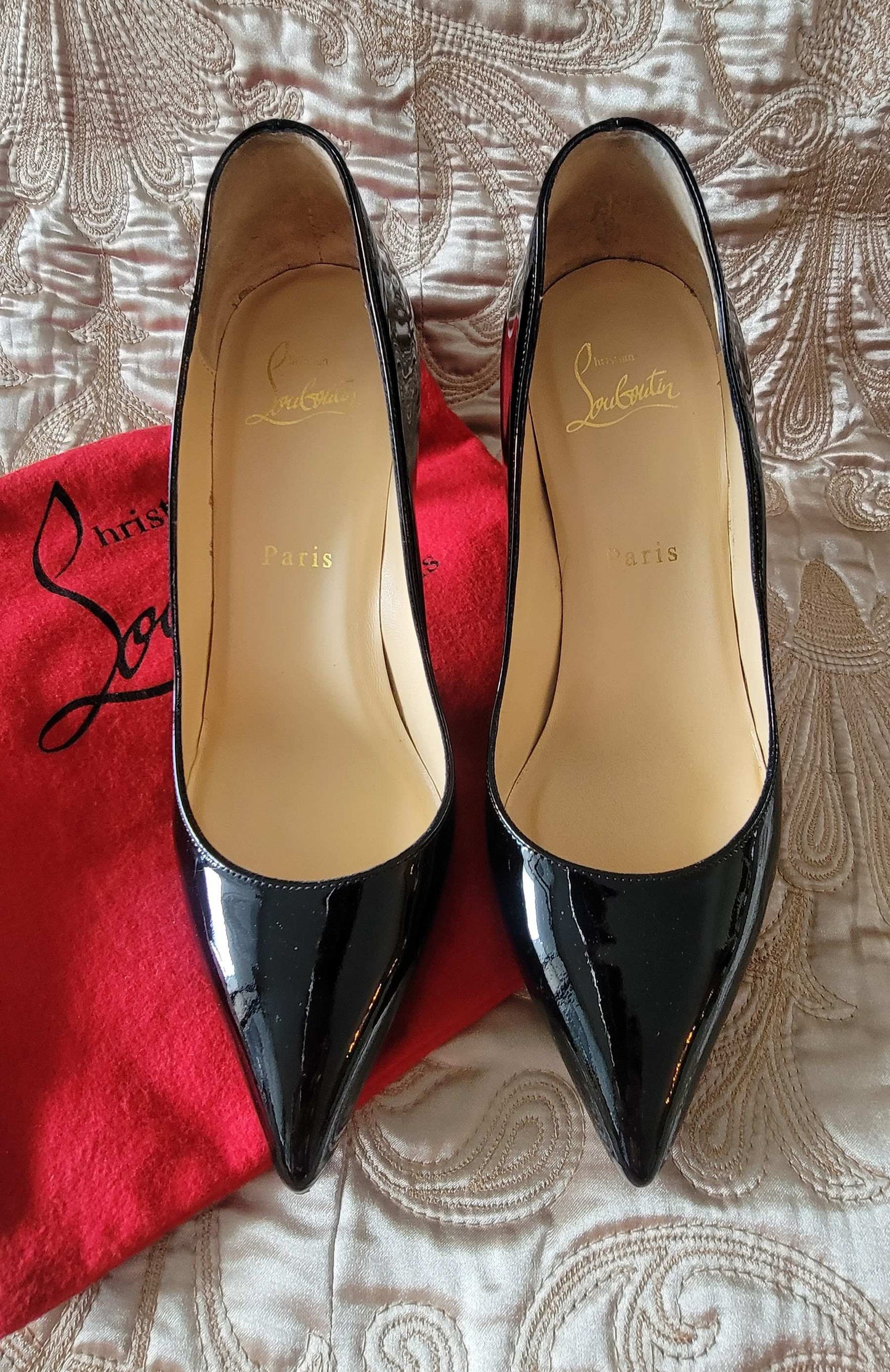 Christian Louboutin: Pigalle Black Patent Leather Size 36 1/2 - "Like New"