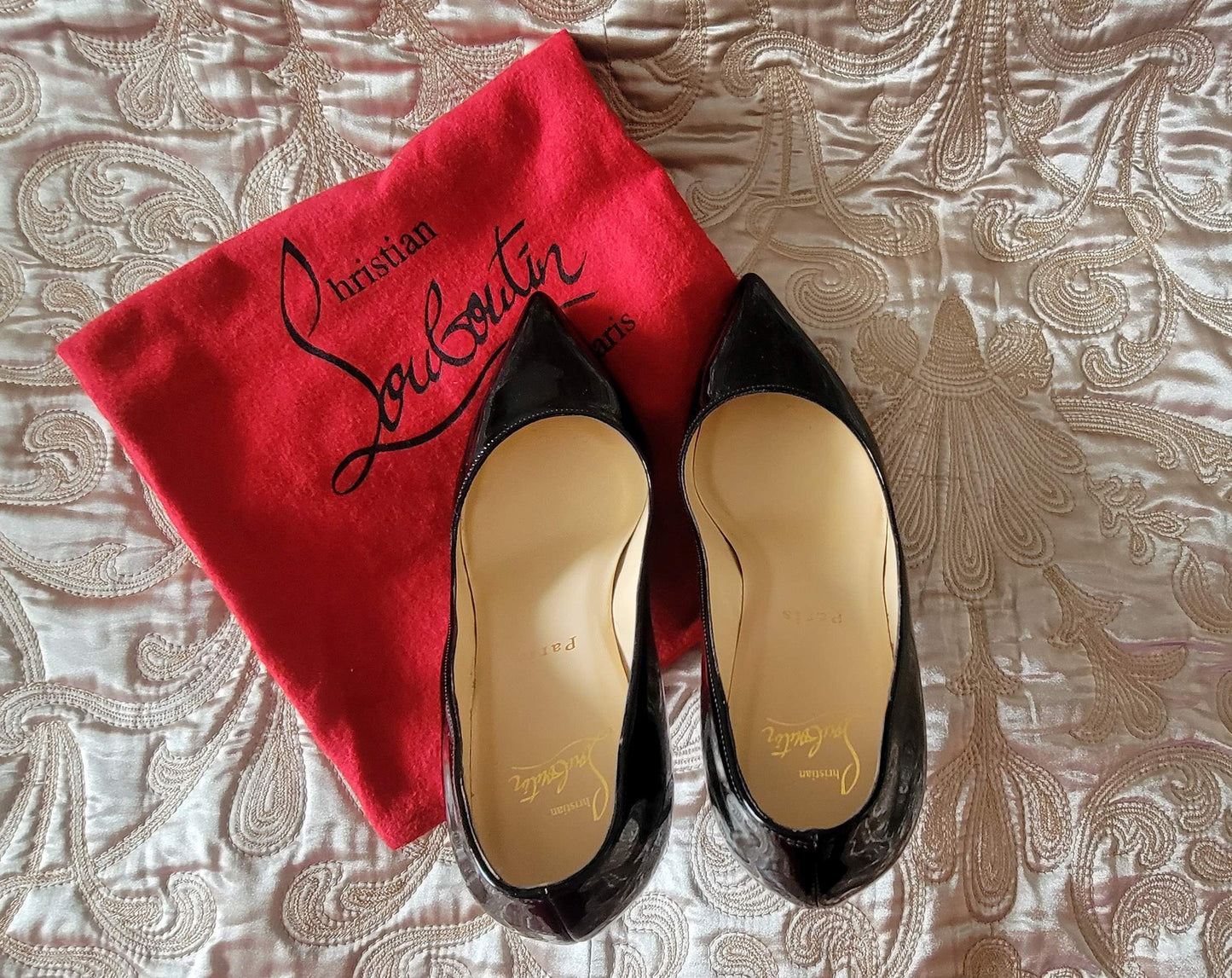 Christian Louboutin: Pigalle Black Patent Leather Size 36 1/2 - "Like New"