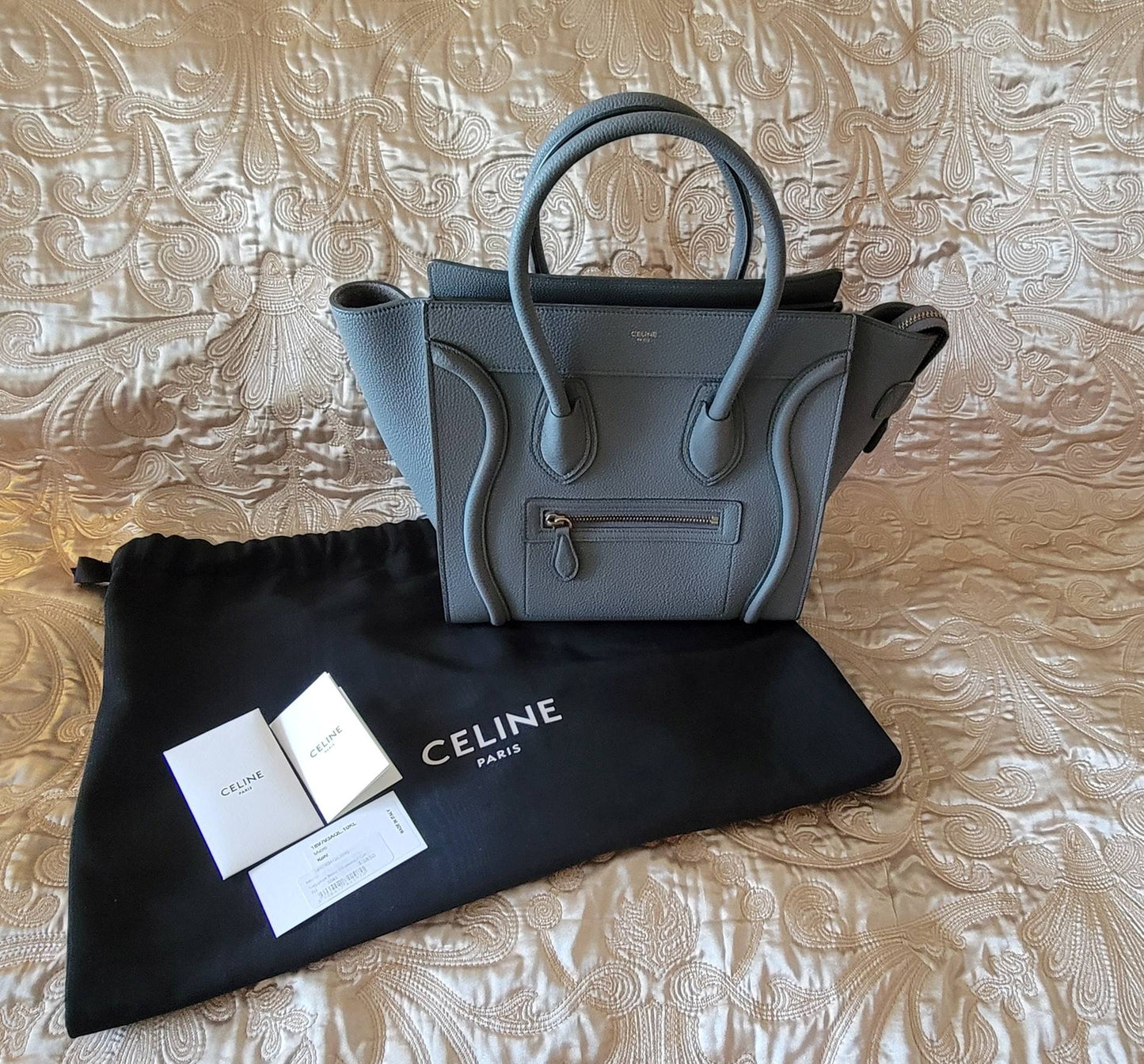 Celine: Micro Luggage Handbag Calfskin Kohl - NEW WITH TAGS