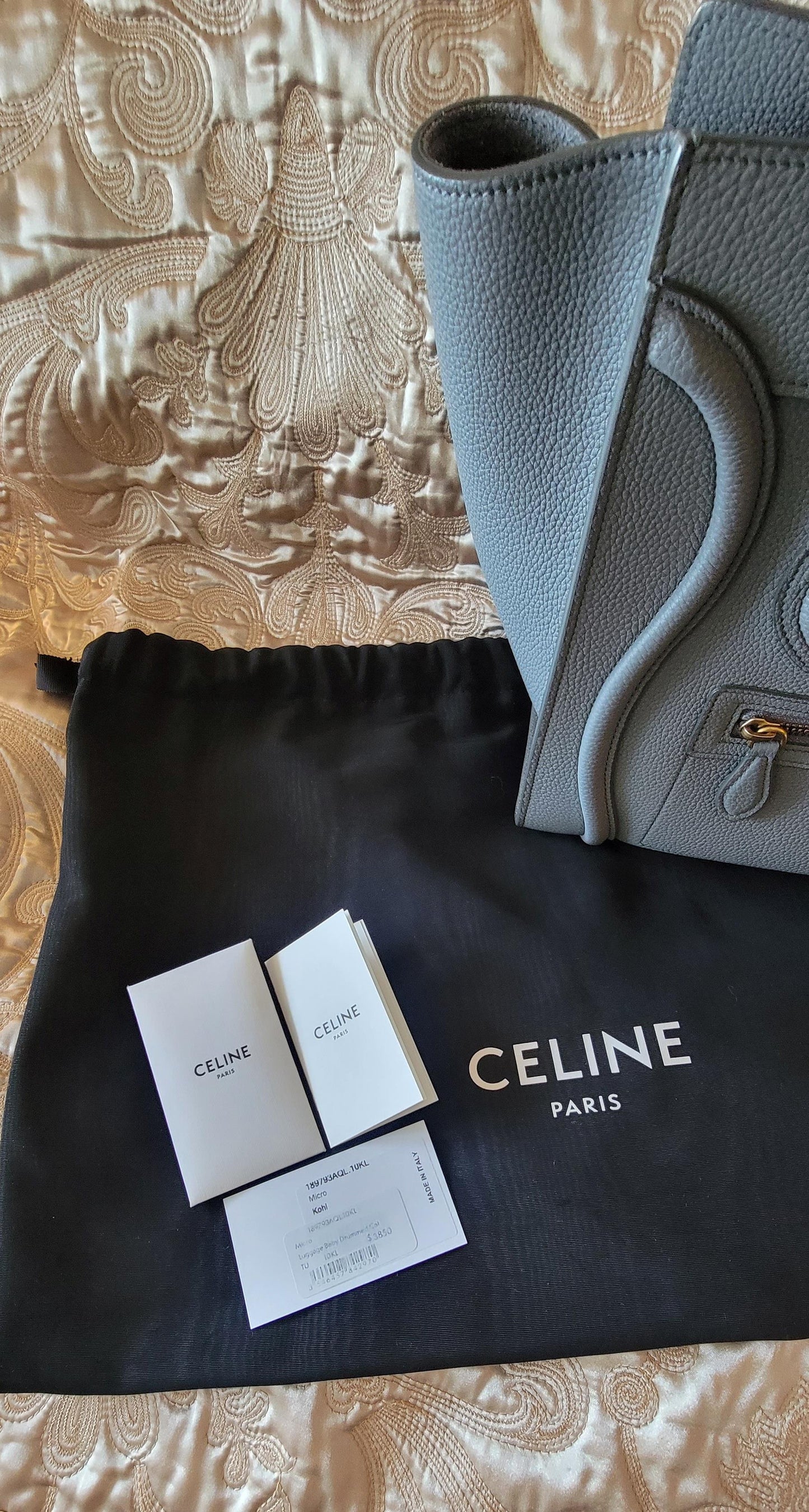 Celine: Micro Luggage Handbag Calfskin Kohl - NEW WITH TAGS