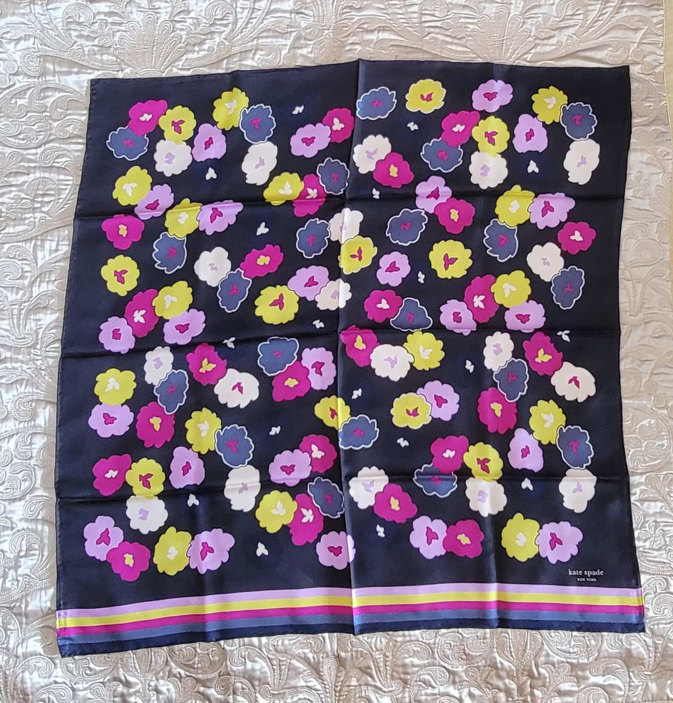 Kate Spade: Floral Silk Scarf Square 33" x 33" - NEW with box (Giftable)