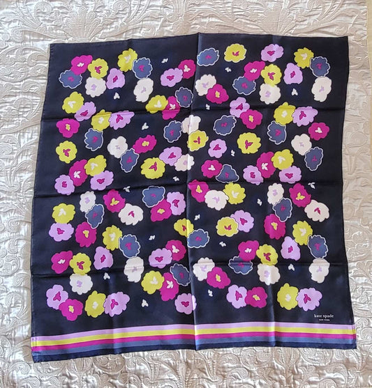 Kate Spade: Floral Silk Scarf Square 33" x 33" - NEW with box (Giftable)