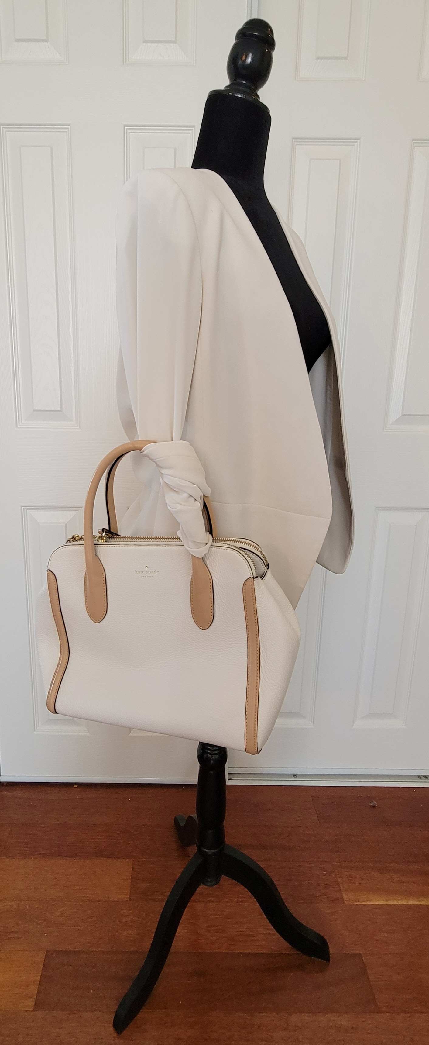 Kate Spade: Cream pebble leather double handle satchel