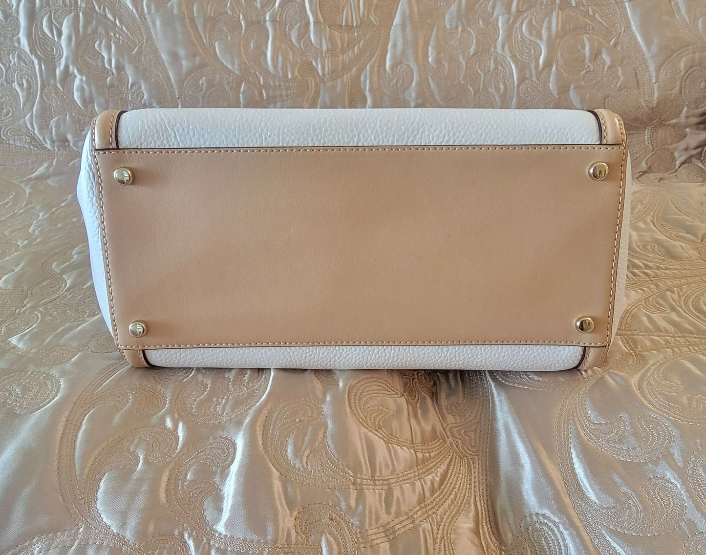 Kate Spade: Cream pebble leather double handle satchel