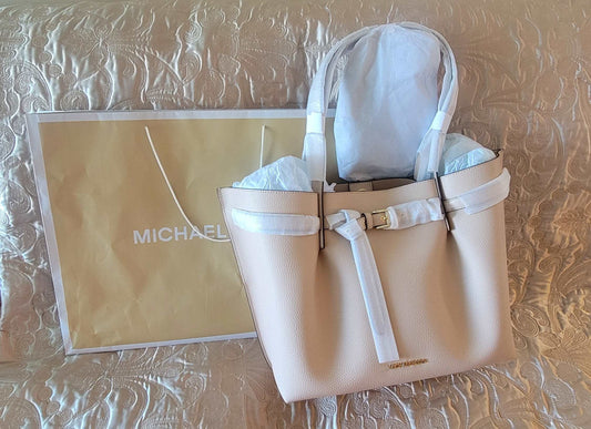 Michael Kors: Emilia Large Pebble Leather Tote Bag Beige - NEW